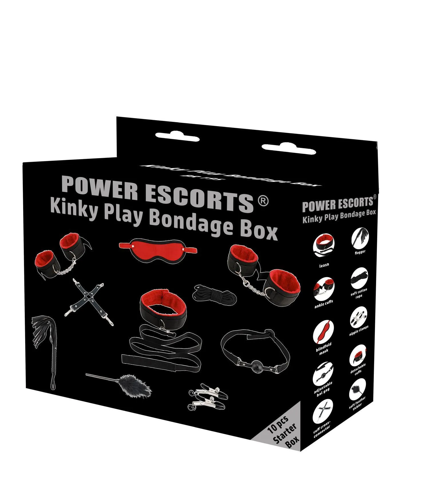 BDSM набор Power Escorts Kinky Play Luxury Bondage Box, 10 шт (черный)