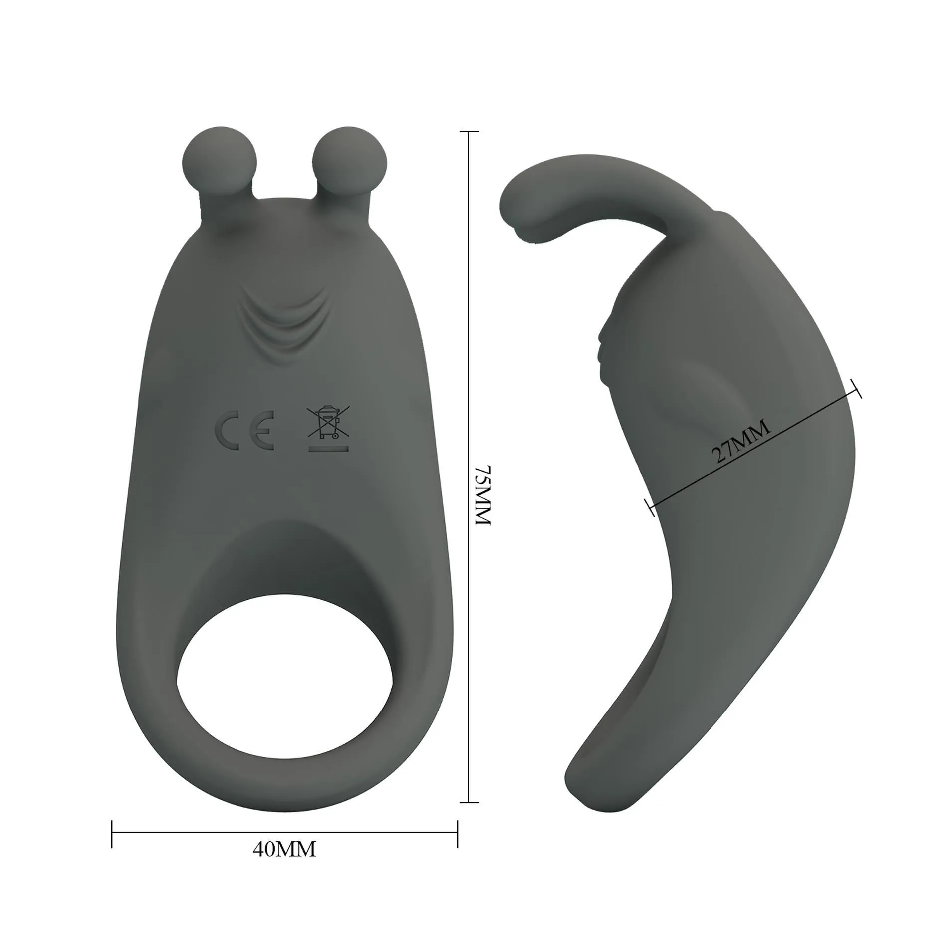 Віброкільце Pretty Love Master Ring, 7,5 см (сірий)