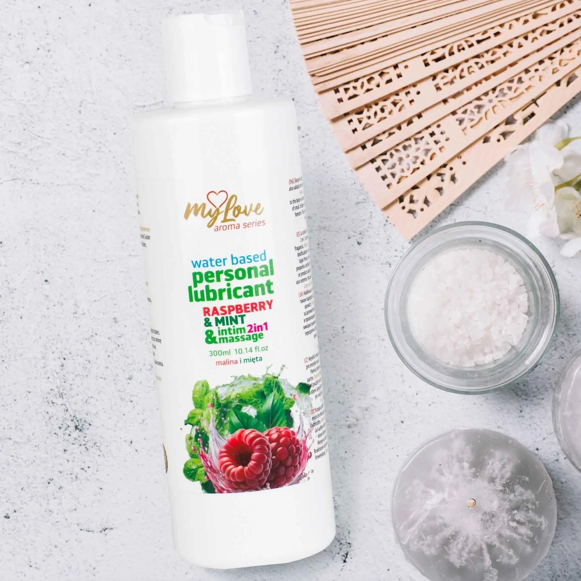 MyLove Aroma Series Intim&Massage 2in1 Raspberry & Mint - Lubrykant, Malina i mięta, 300 ml