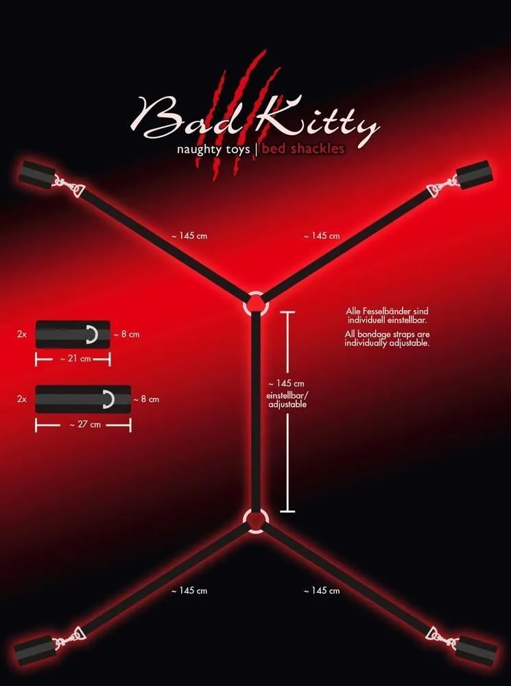 Бондажний набір Bad Kitty Bed Shackles, (чорний)