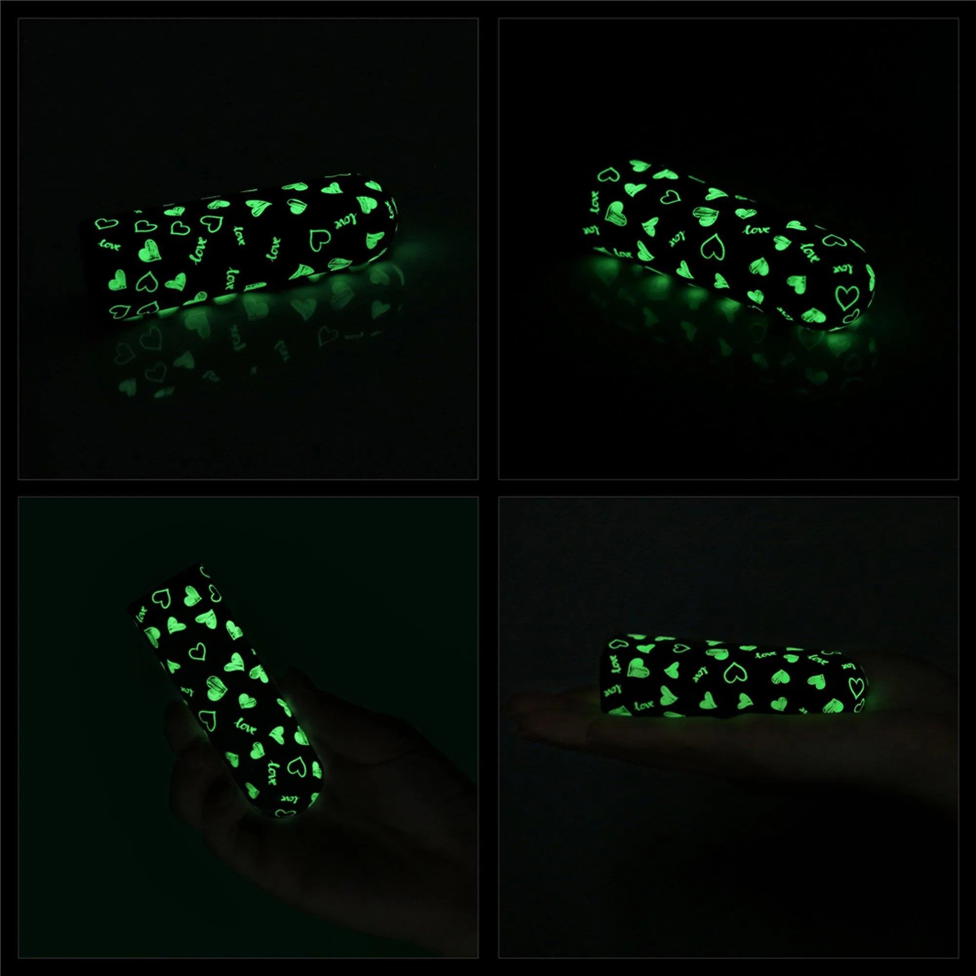 Вибратор для клитора LoveToy Heart Massager Glow In The Dark, 8,5 см (черный)