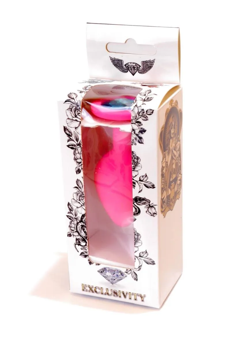 Силиконовая анальная пробка с кристаллом Boss Silikon Jewellery, 8 см (голубой)