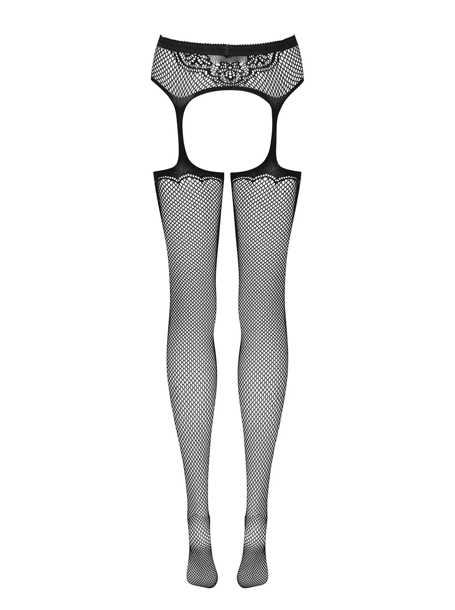 Чулки с поясом Obsessive Garter S232, S/M/L (чёрный)