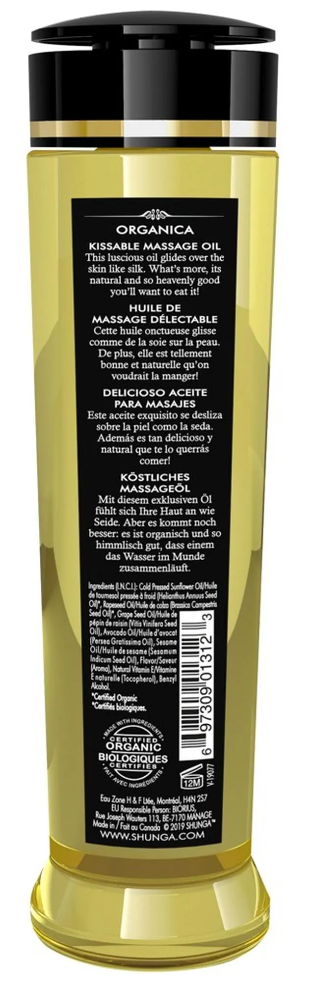 Shunga Organica Almond Sweetness - Olejek do masażu, Przezroczysty, Migdał, 240 ml