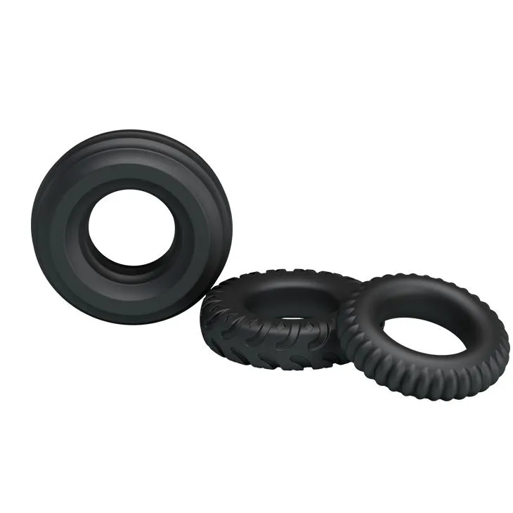 Набор эрекционных колец Baile Three Cock Rings, 3 шт (черный)