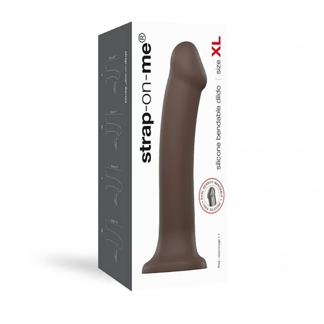 Фалоімітатор Strap-On-Me Dual Density Bendable XL, 20 см (коричневий)