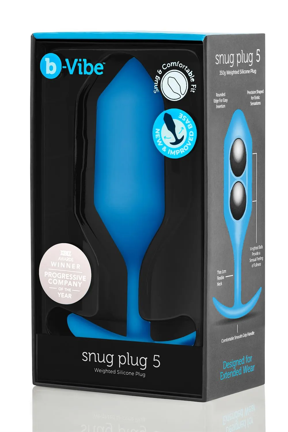 B-Vibe Snug Plug 5 - Korek analny, Niebieski, 16 cm