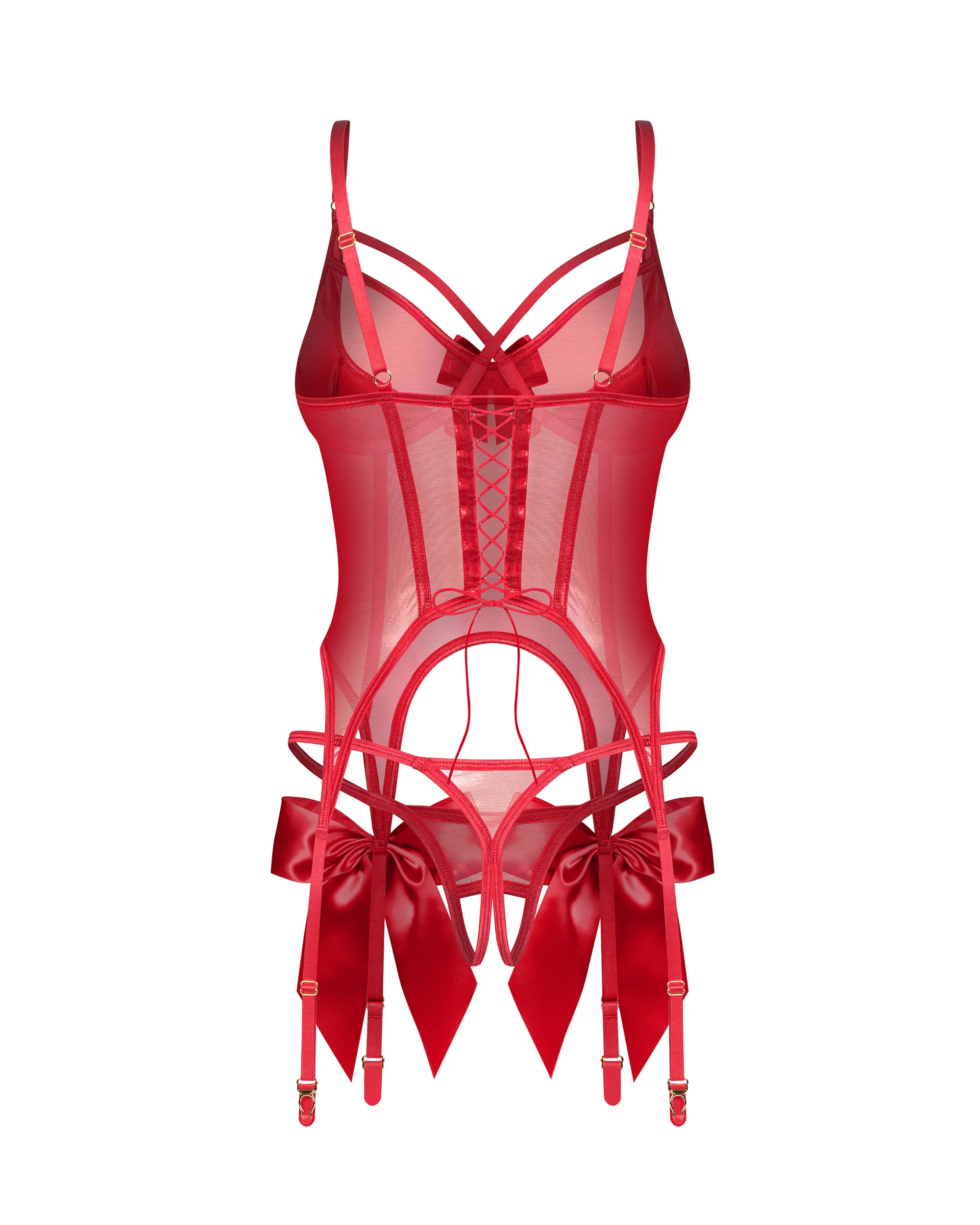 Корсет и стринги Obsessive Gifty Red, L/XL (красный)
