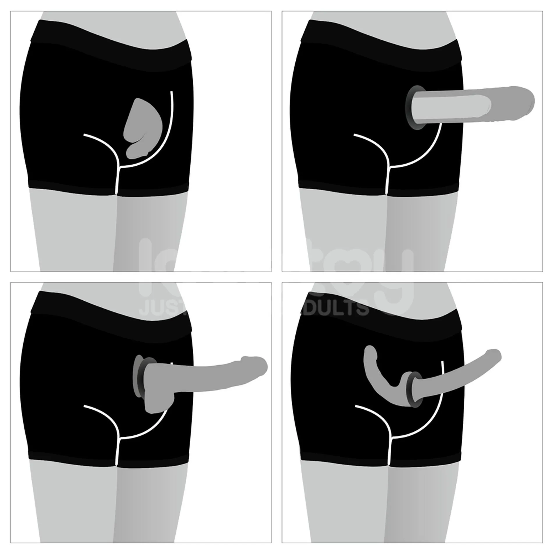 Труси для страпону Lovetoy Chic Strap-On Shorts, 28-31 (чорний)