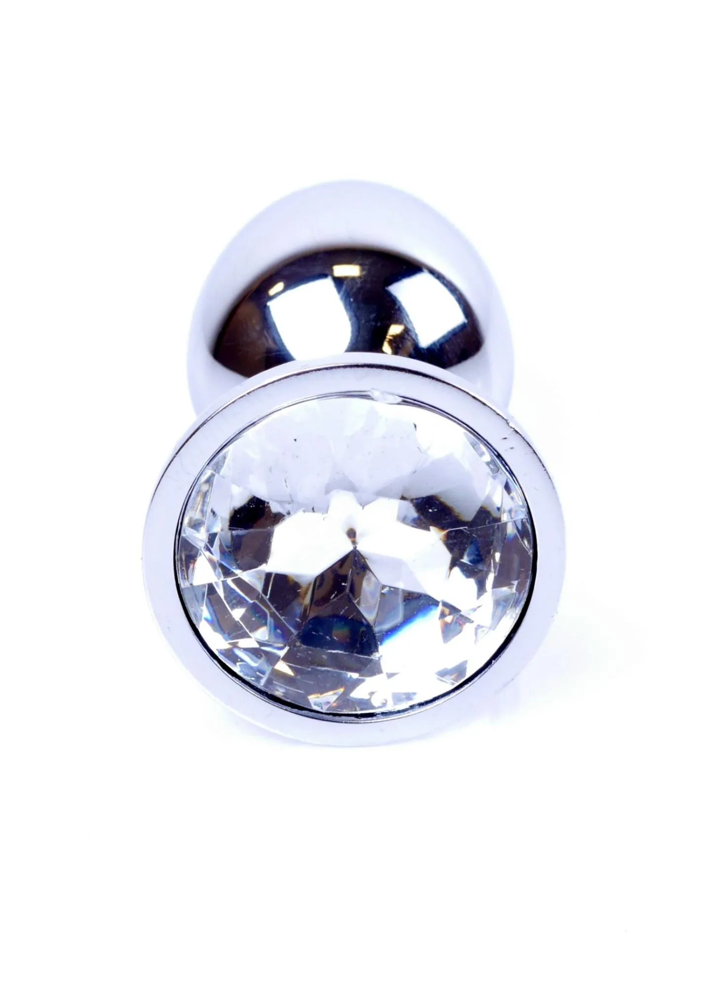Металлическая анальная пробка с кристаллом Boss Jewellery Silver, 7 см (прозрачный)