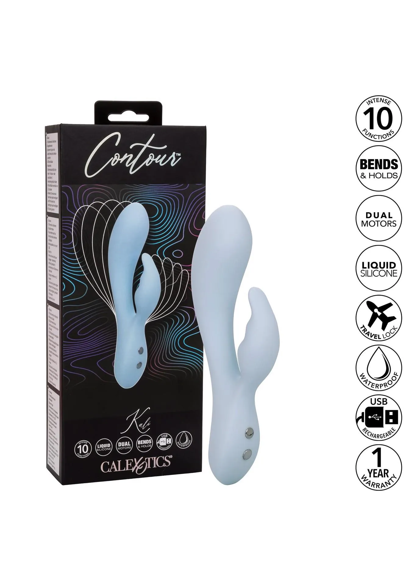 Вибратор-кролик Calexotics Contour Kali, 17,7 см (голубой)