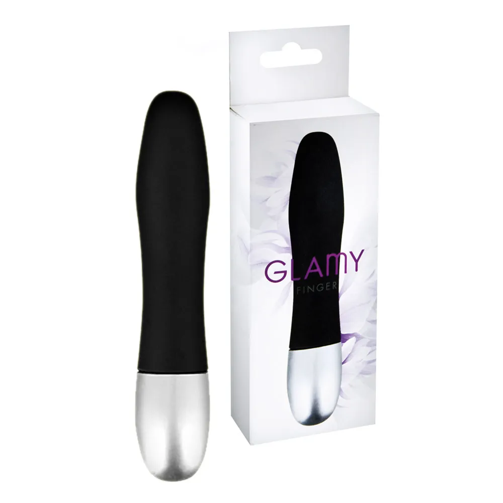 Glamy Finger Black - Mini-wibrator, Czarny, 11 cm