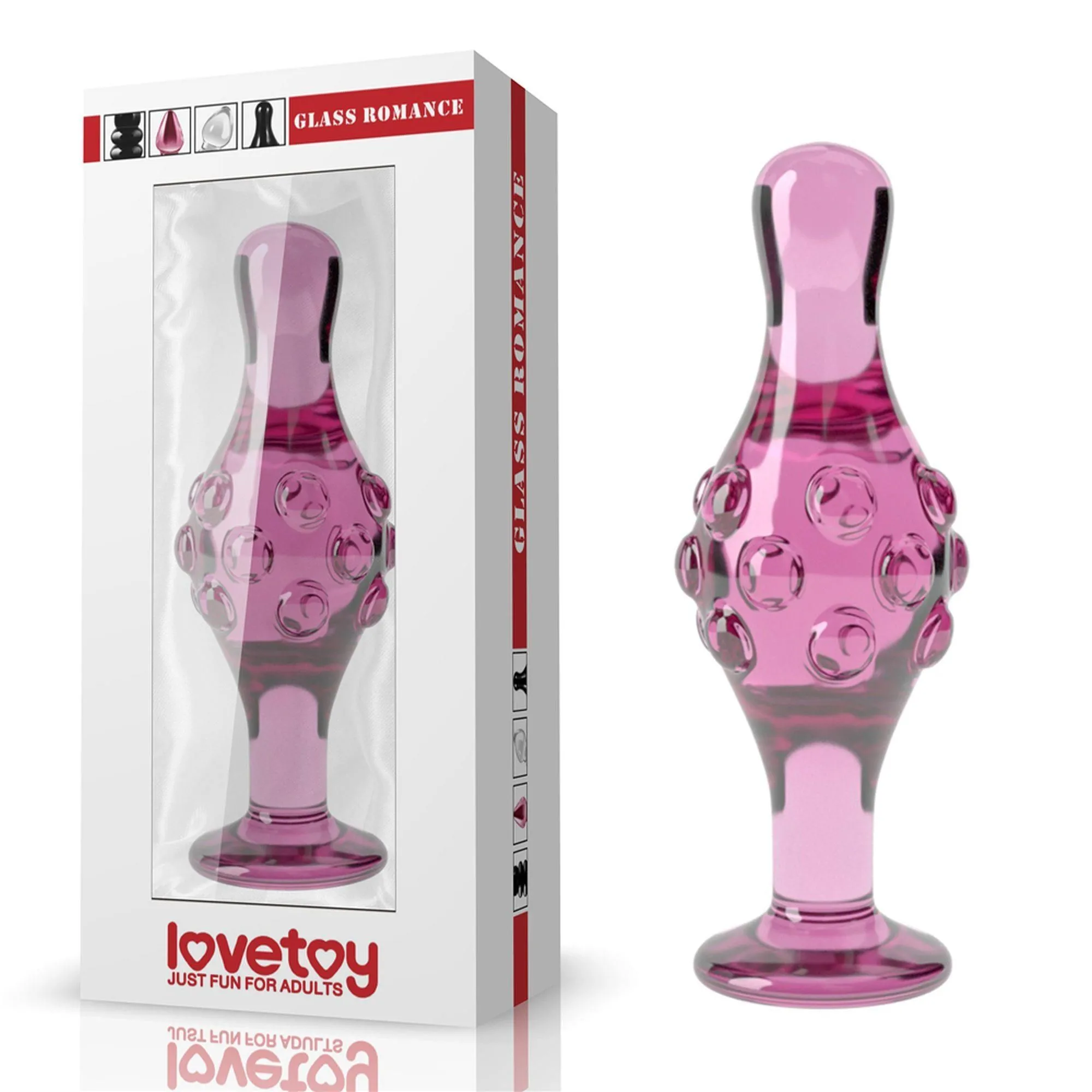 Анальна пробка Lovetoy Glass Romance GS17, 11,3 см (рожевий)