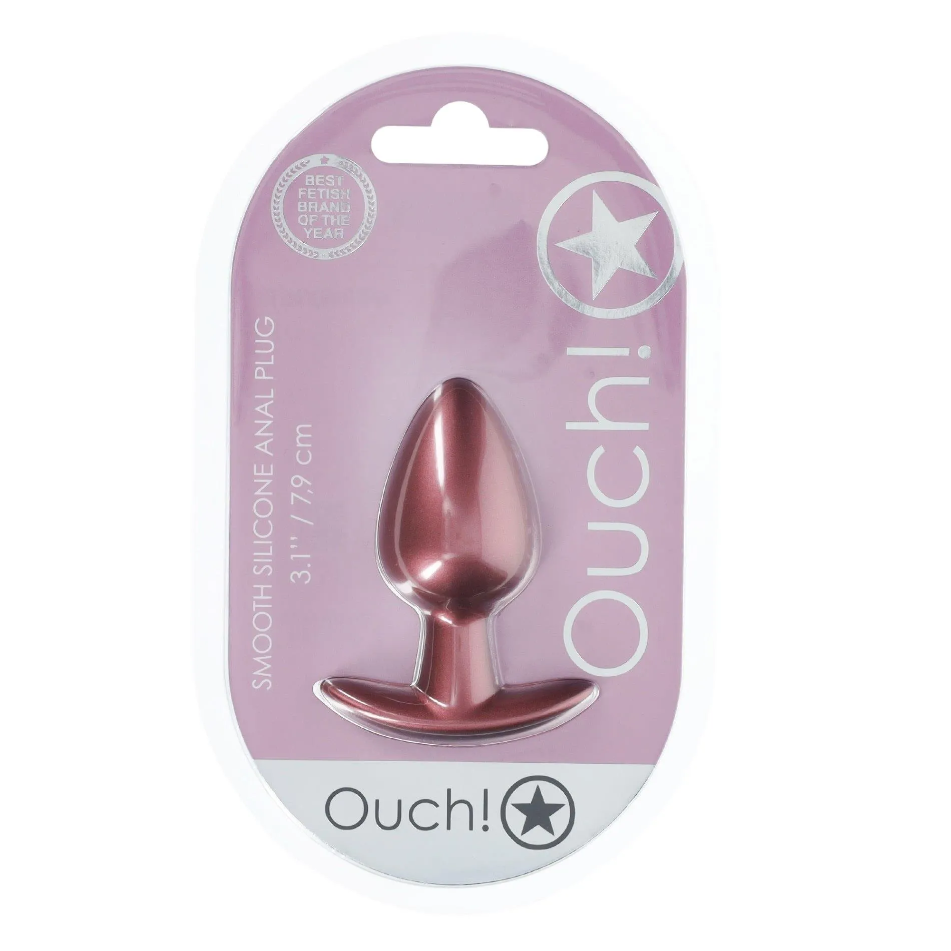Анальная пробка Ouch! Smooth Anal Plug Metallic M, 7.9 см (розовое золото)