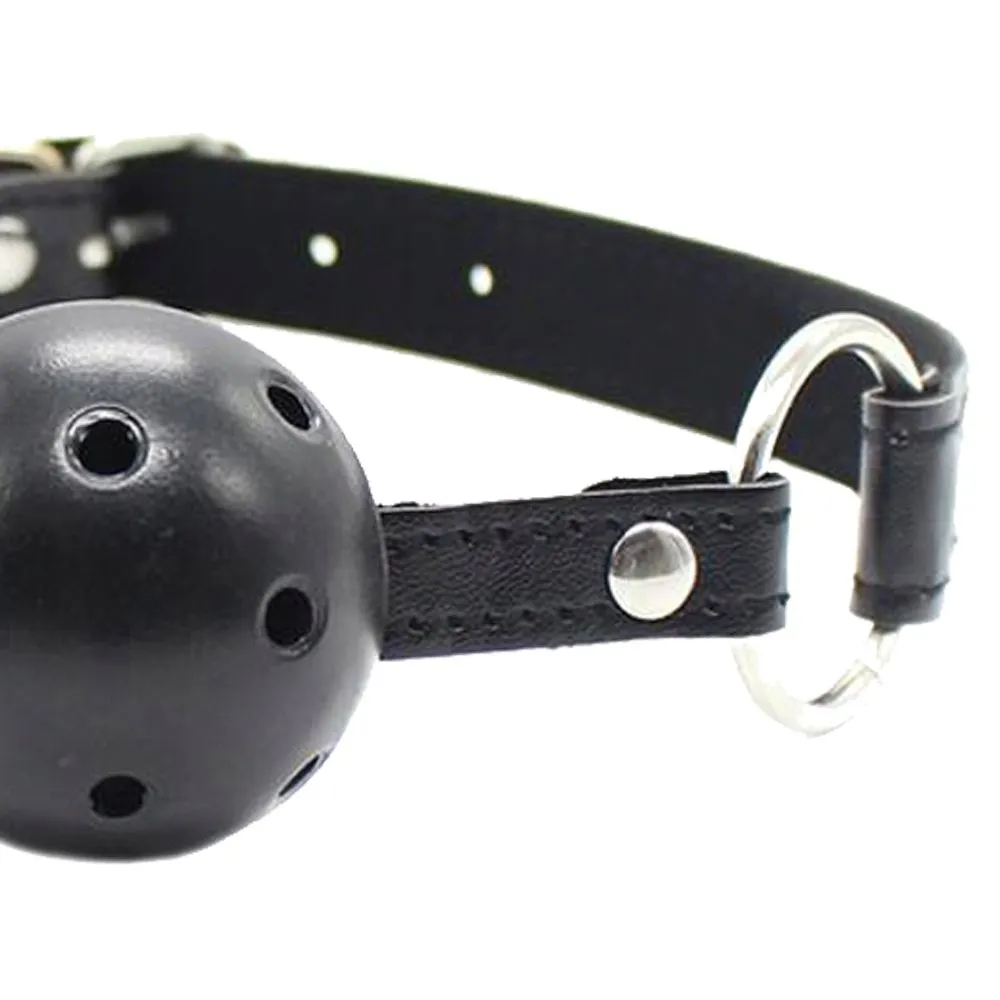 FETISH ADDICT Breathable Ball Gag - Knebel z kulką, Czarny, 63 cm