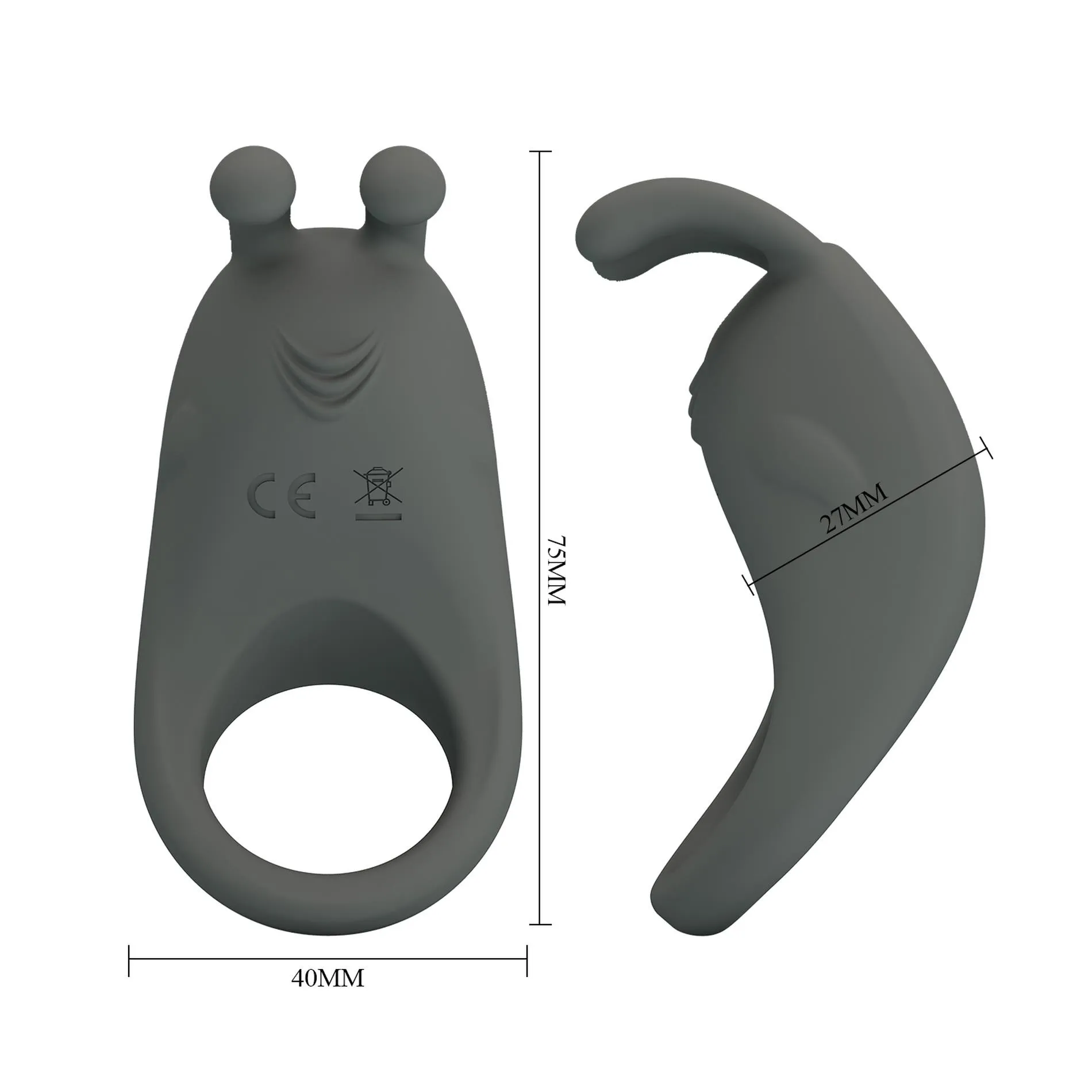 Виброкольцо Pretty Love Master Ring, 7,5 см (серый)