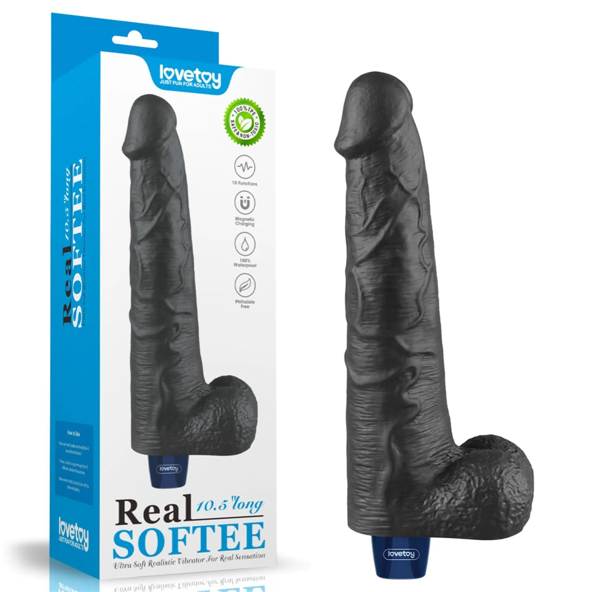 Вібратор Lovetoy Real Softee 10.5", 27 см (чорний)