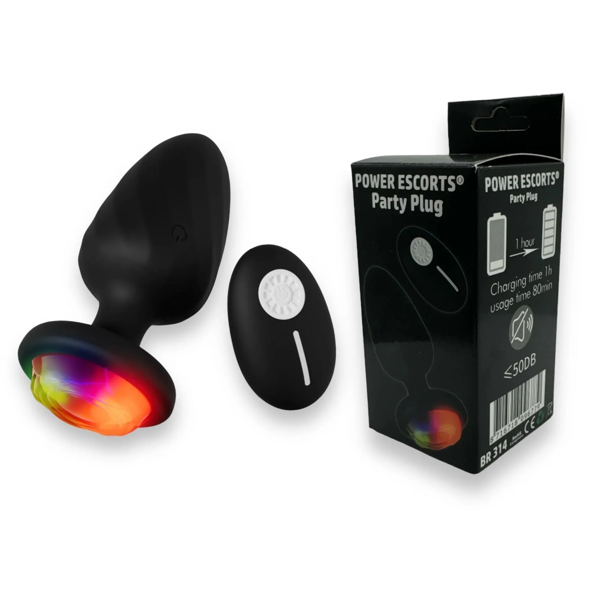 Power Escorts Party Plug - Korek analny, Czarny, 9.9 cm
