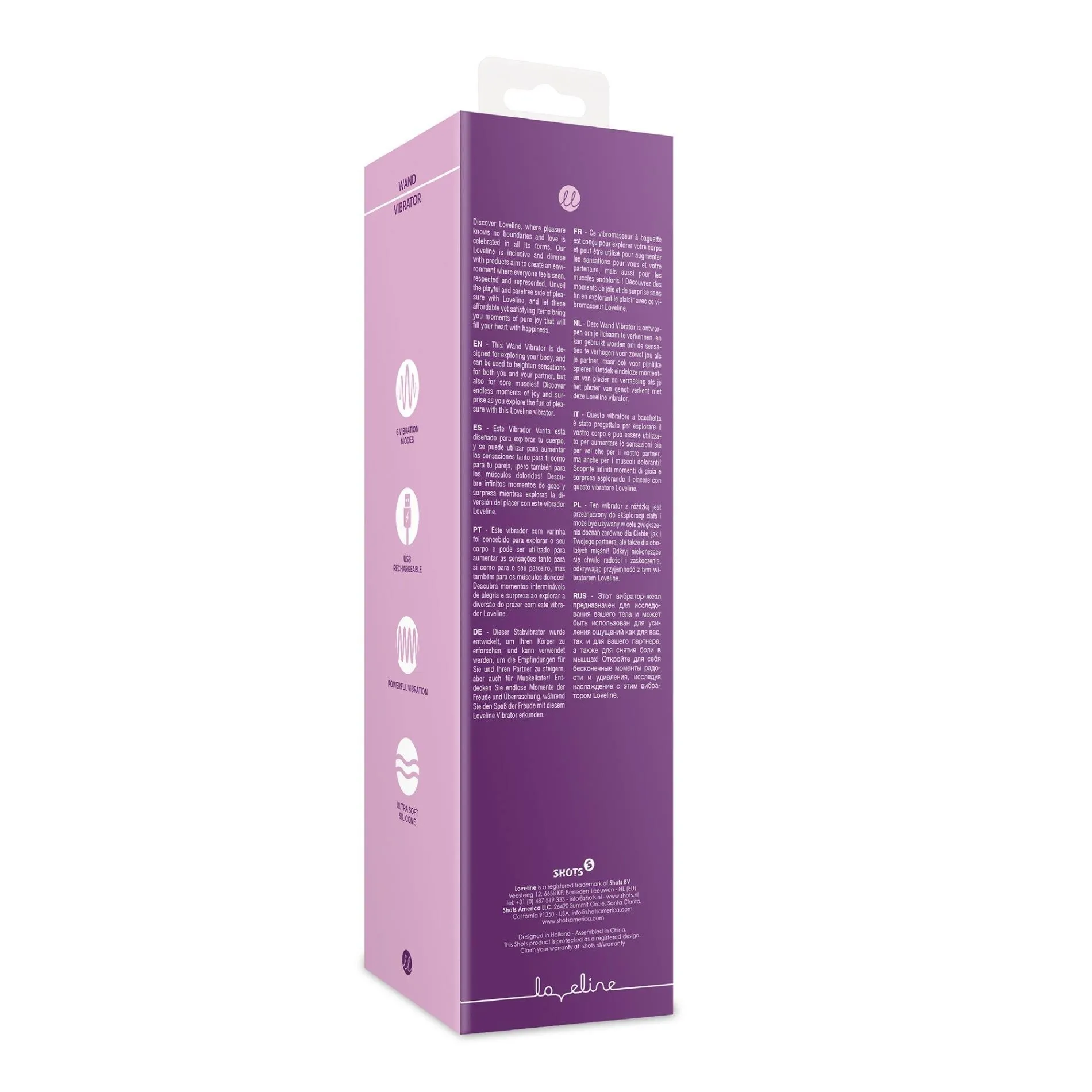 Loveline Wand - Wibromasażer, Fioletowy, 25.5 cm