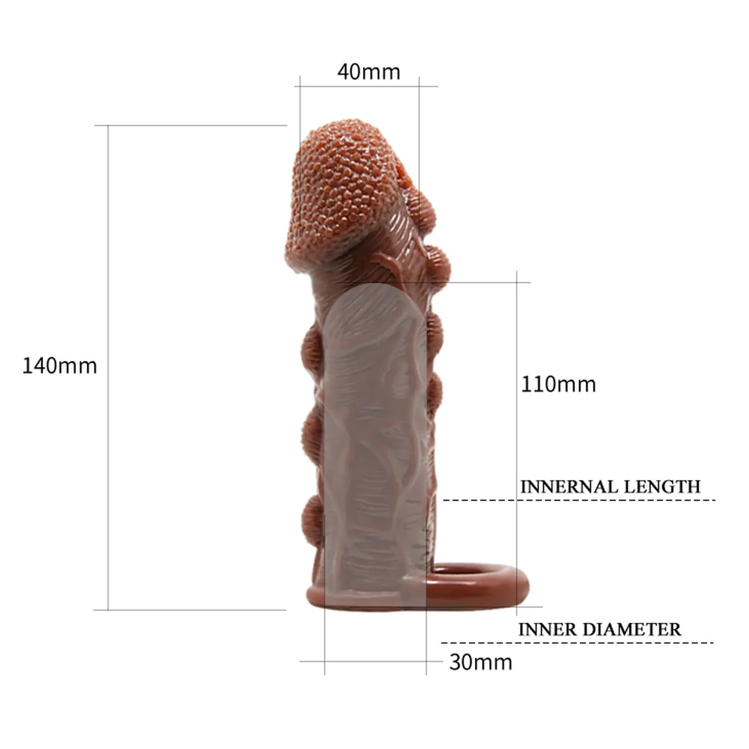 BAILE Brave Man - Nakładka na penisa, Brązowy, 14 cm