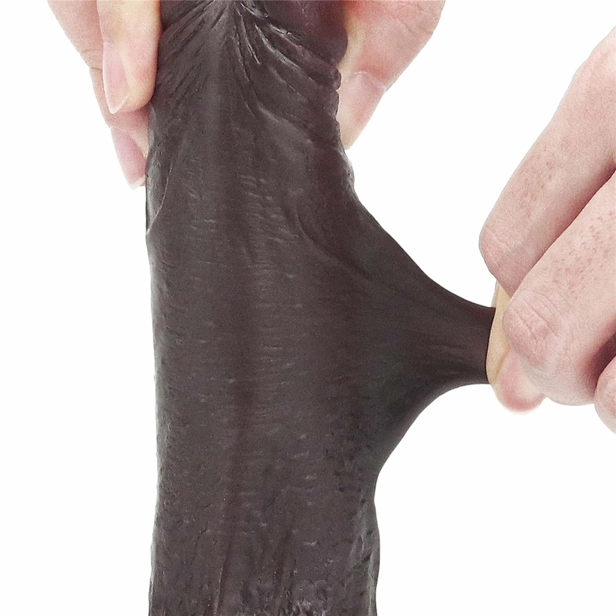 Lovetoy Sliding-Skin Dildo 7 - Dildo z przyssawką, Brązowy, 17, 5 cm