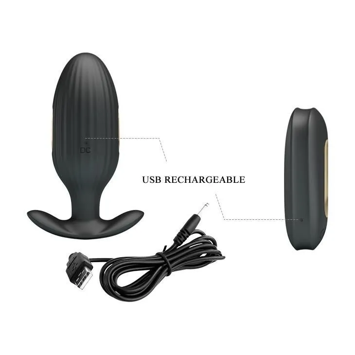 Анальна пробка Pretty Love Electric Shock Massager, 9,2 см (чорний)