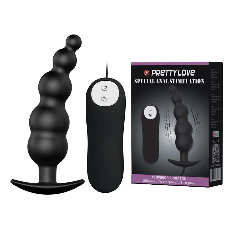 Анальная пробка с вибрацией Pretty Love Special Anal Stimulation, 11,8 см (черный)