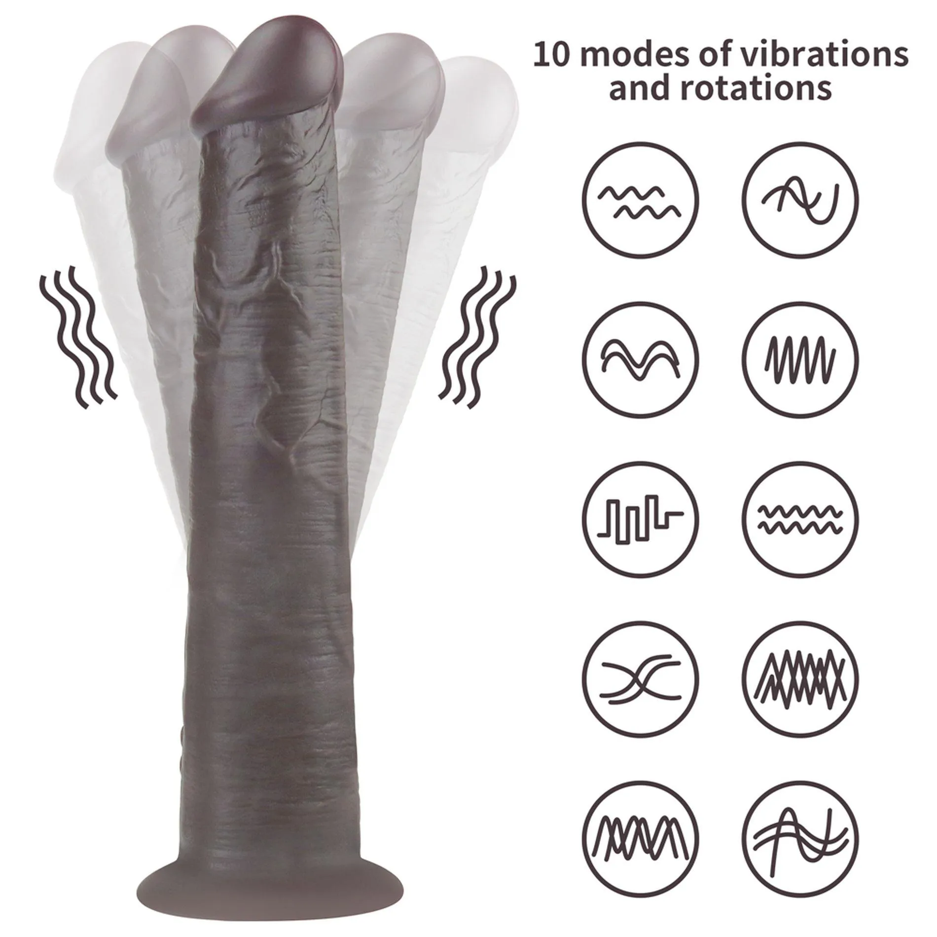 Вибратор Lovetoy Dual-Layered Silicone Nature Cock 10'', 25.3 см (черный)