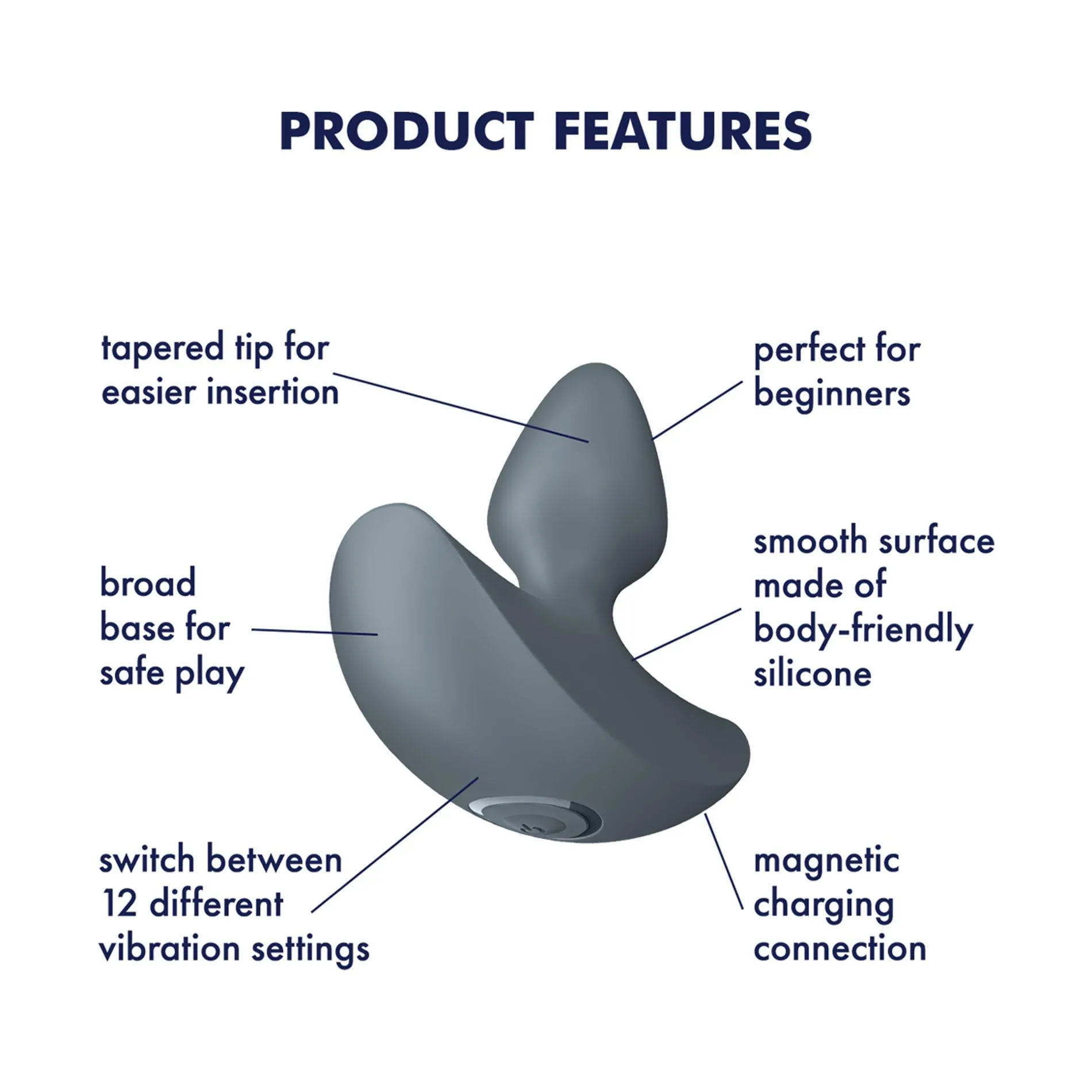Satisfyer Booty Absolute Beginners 1 - Korek analny, Szary, 7.3 cm