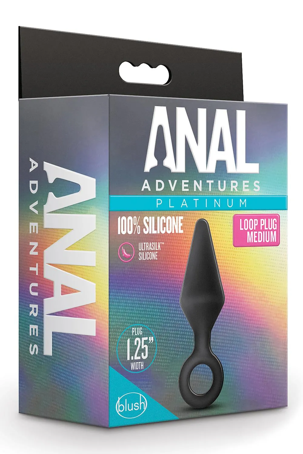 Анальная пробка Anal Adventures Platinum Loop Plug Medium, 11.4 см (черный)