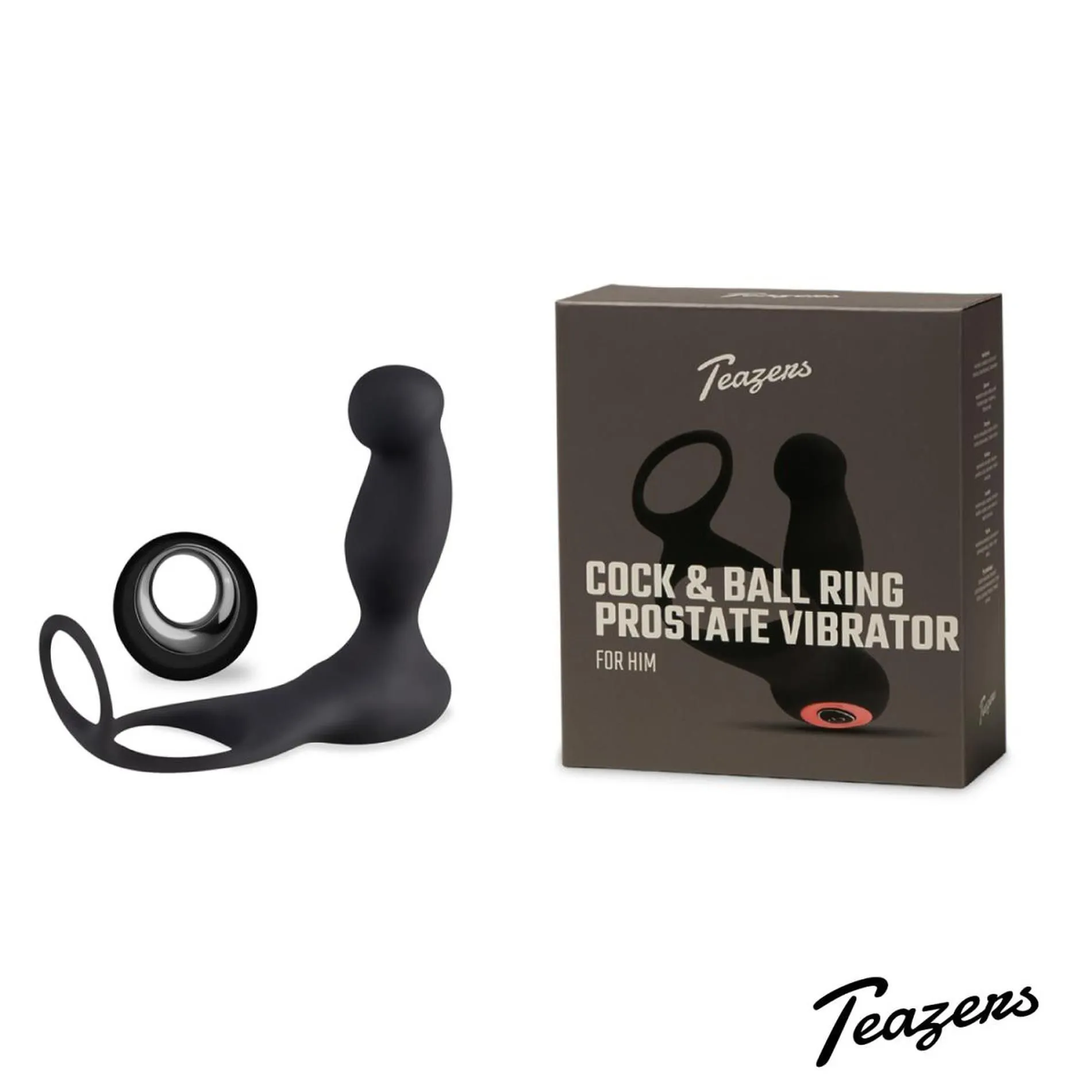 Стимулятор простаты Teazers Cock & Ball Ring, 7.5 см (черный)