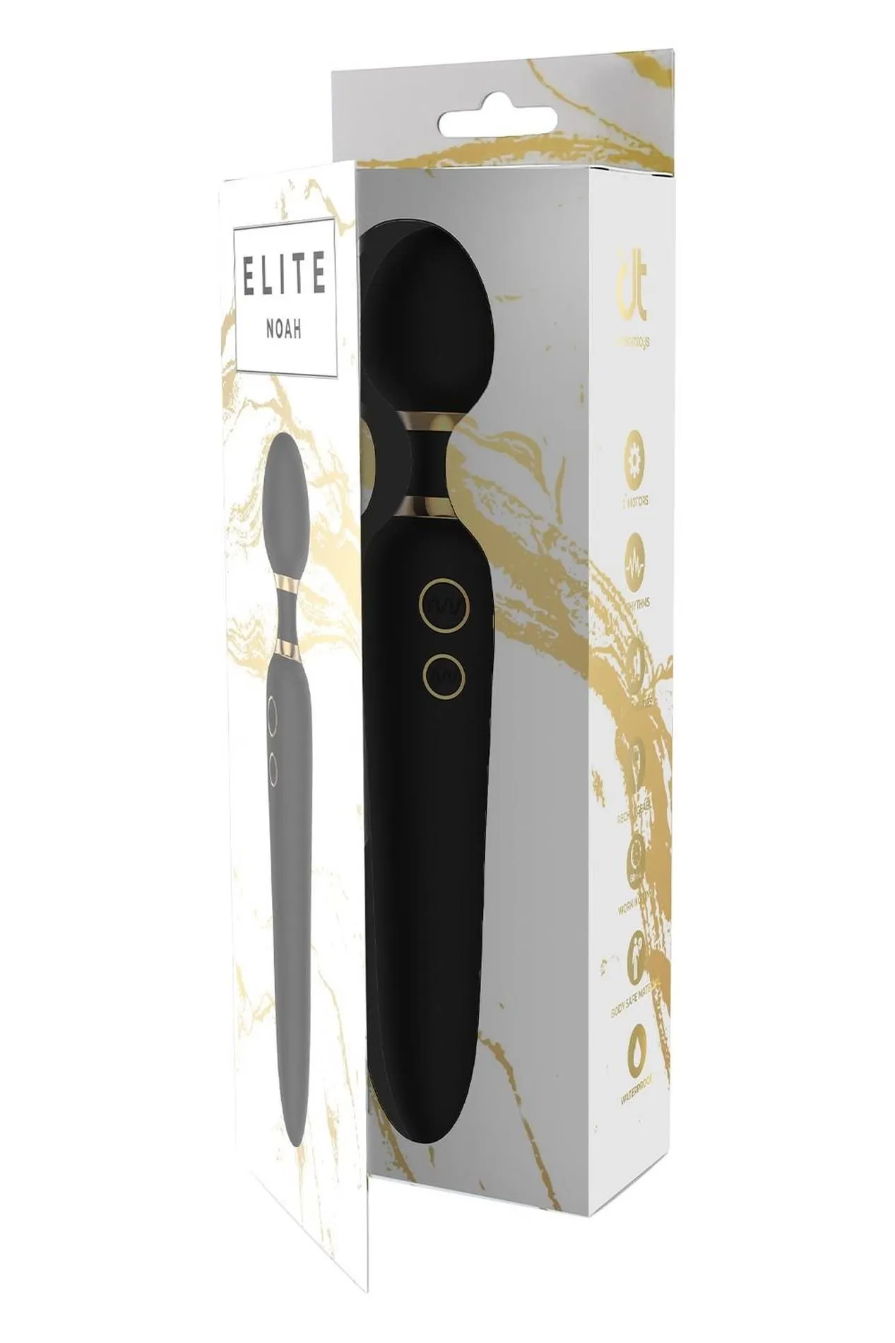 Dreamtoys Elite Dual Wand Vibe - Wibromasażer, Czarny, 23 cm