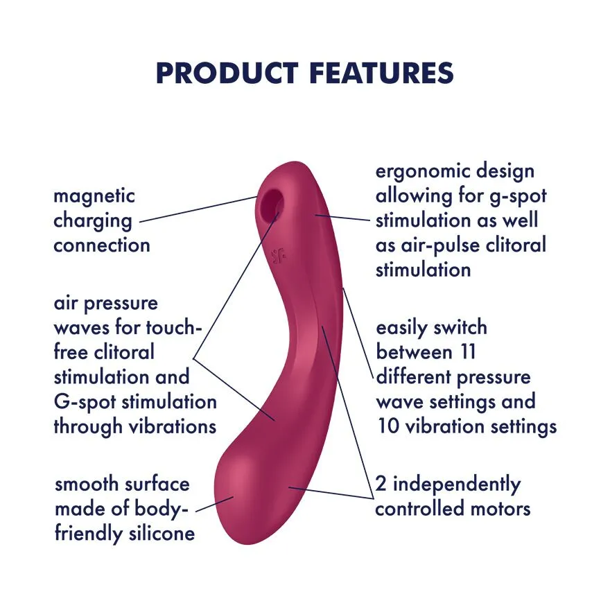Вакуумный стимулятор клитора с вибрацией Satisfyer Curvy Trinity 1 (бордовый)