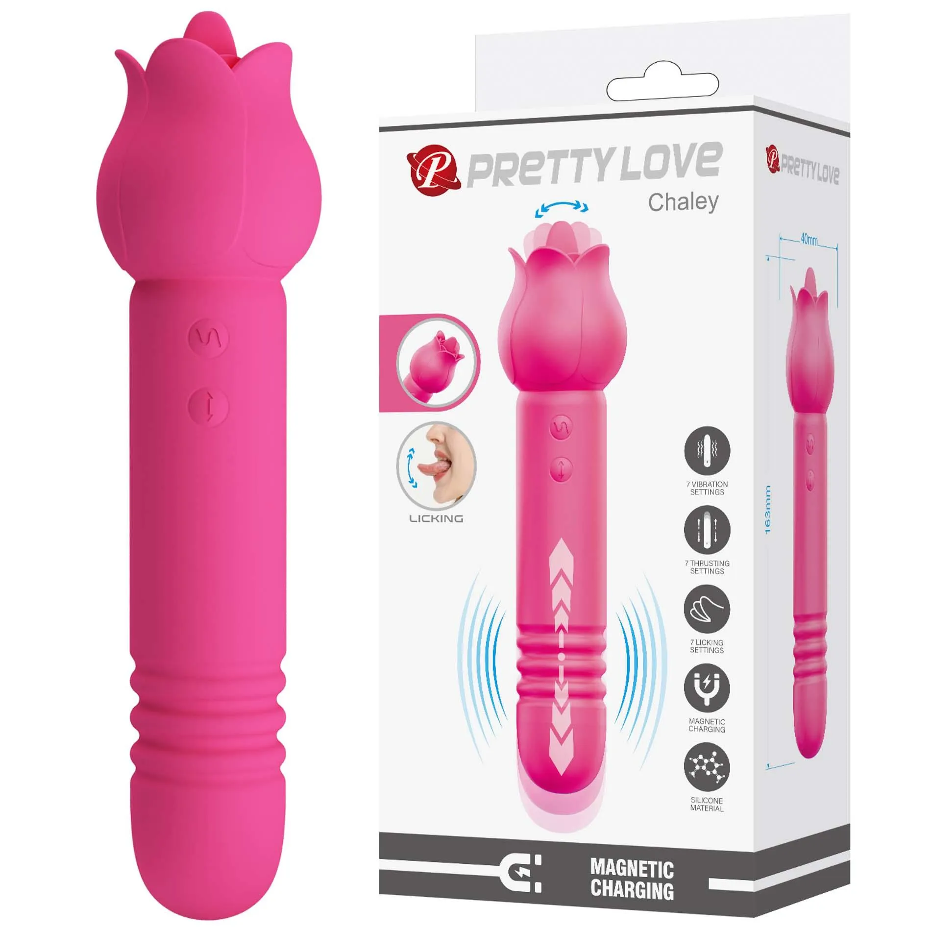 Вибратор Pretty Love Chaley Dual-End, 16.2 см (розовый)