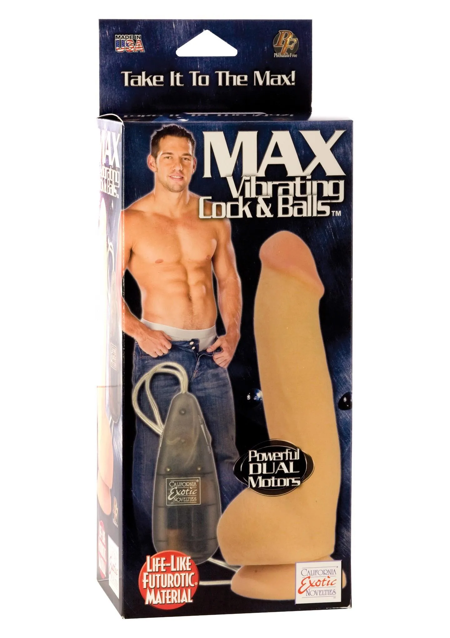 CalExotics Max Vibrating Cock & Balls -, W kolorze cielistym, 18 cm