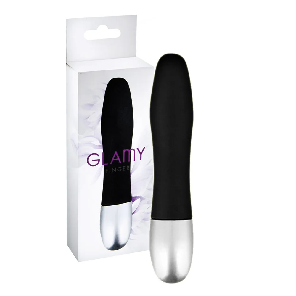 Glamy Finger Black - Mini-wibrator, Czarny, 11 cm