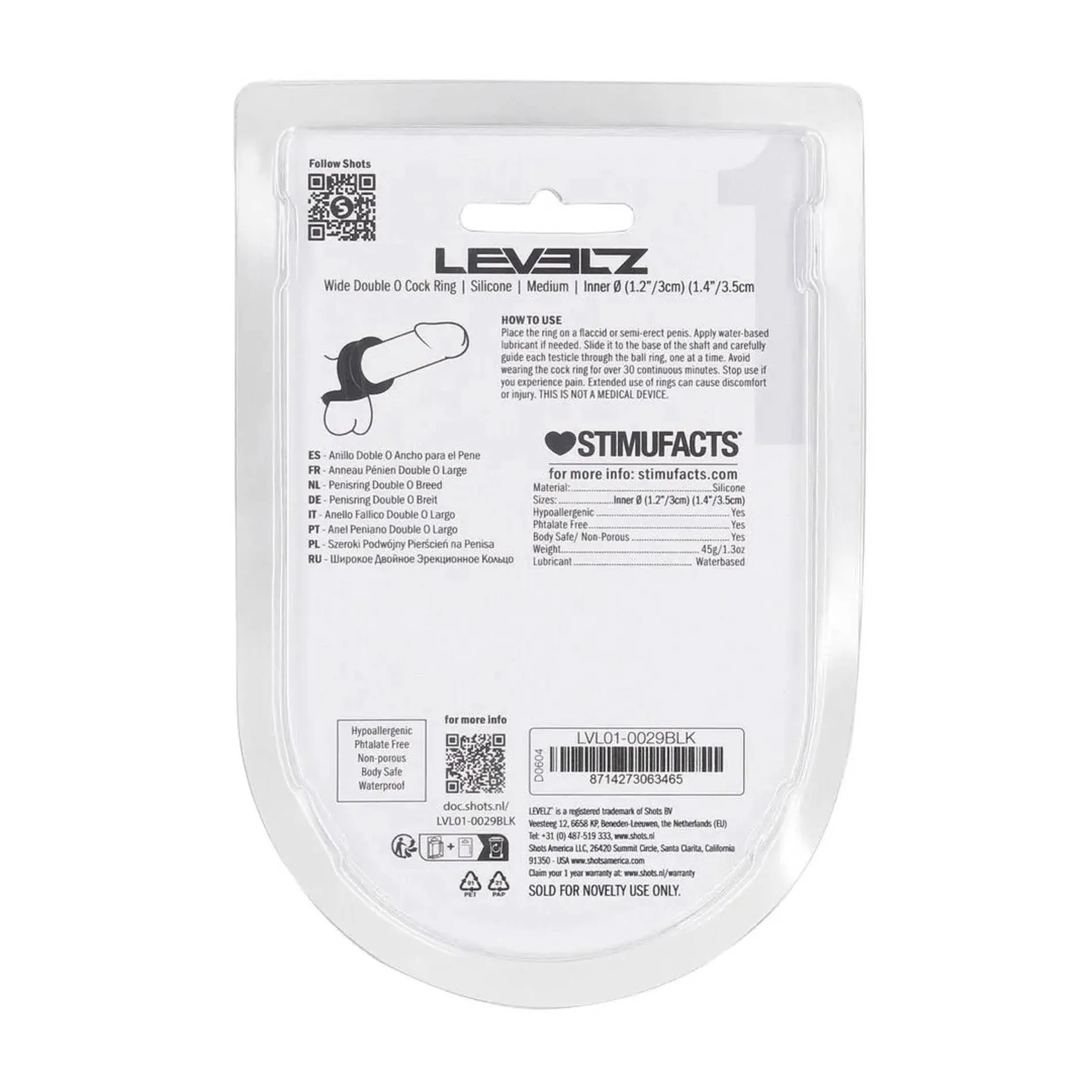 Кільце ерекційне Wide Double O Silicone Cockring M, 5.5 см (чорний)