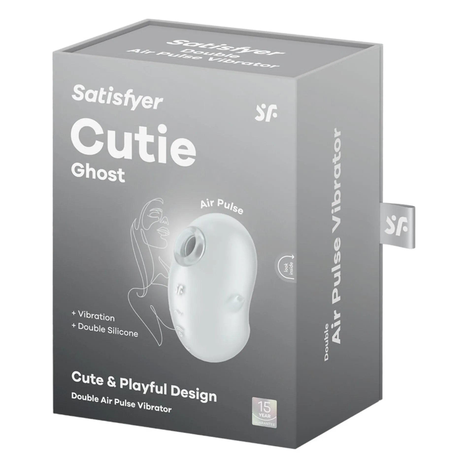 Вакуумный стимулятор клитора с вибрацией Satisfyer Cutie Ghost (белый)