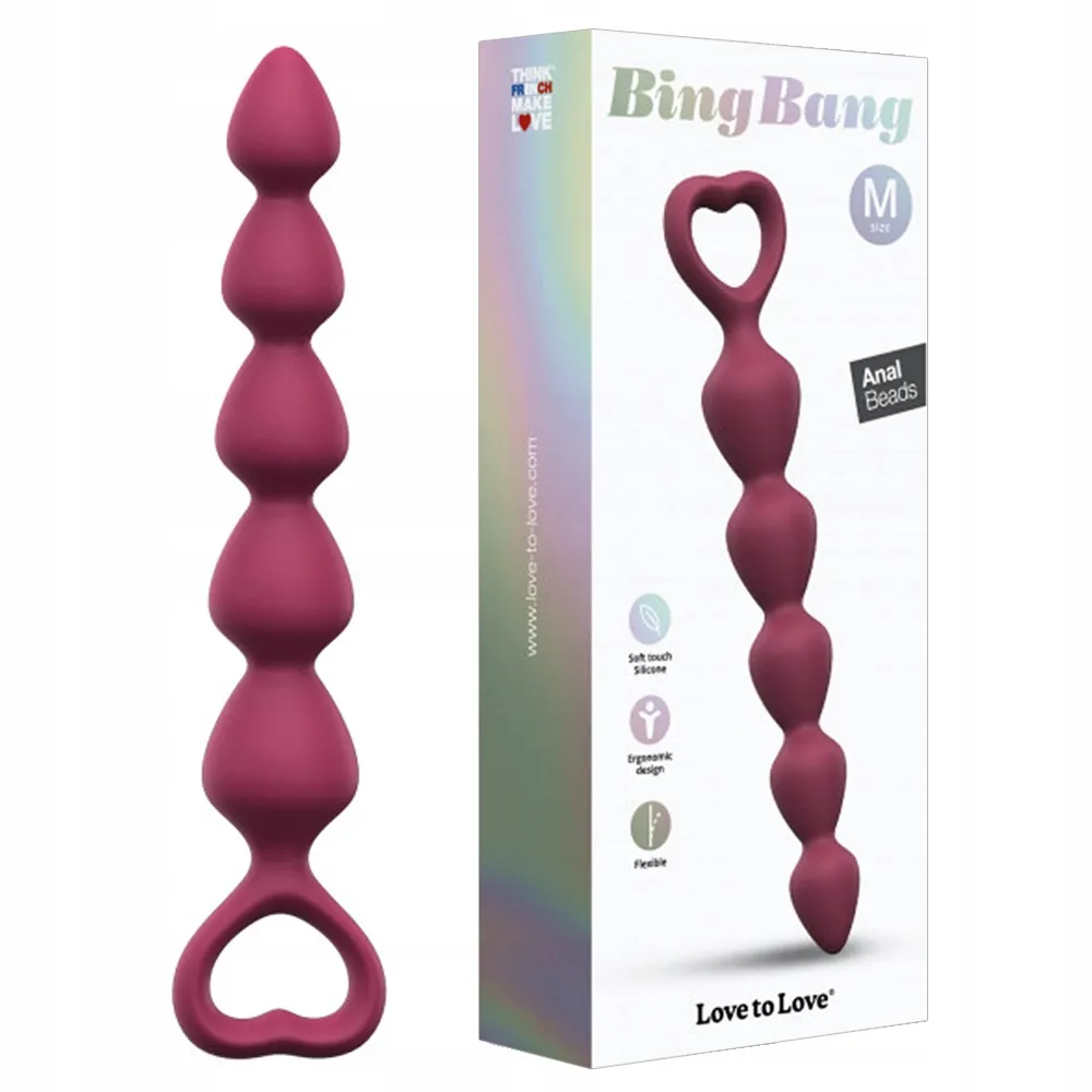 Love to Love Bing Bang M Plum Star - Łańcuszek analny, Bordоwy, 18, 5 cm, M