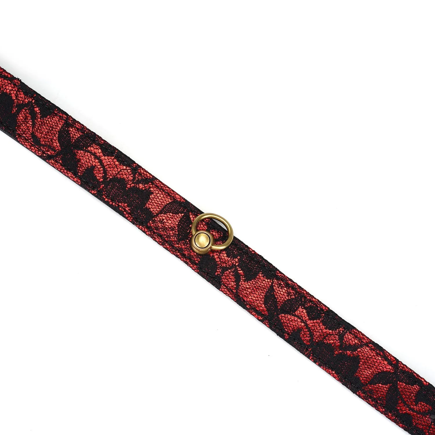 Liebe Seele Victorian Garden Lace - BDSM obroża, Czarny-Czerwony, 45 cm