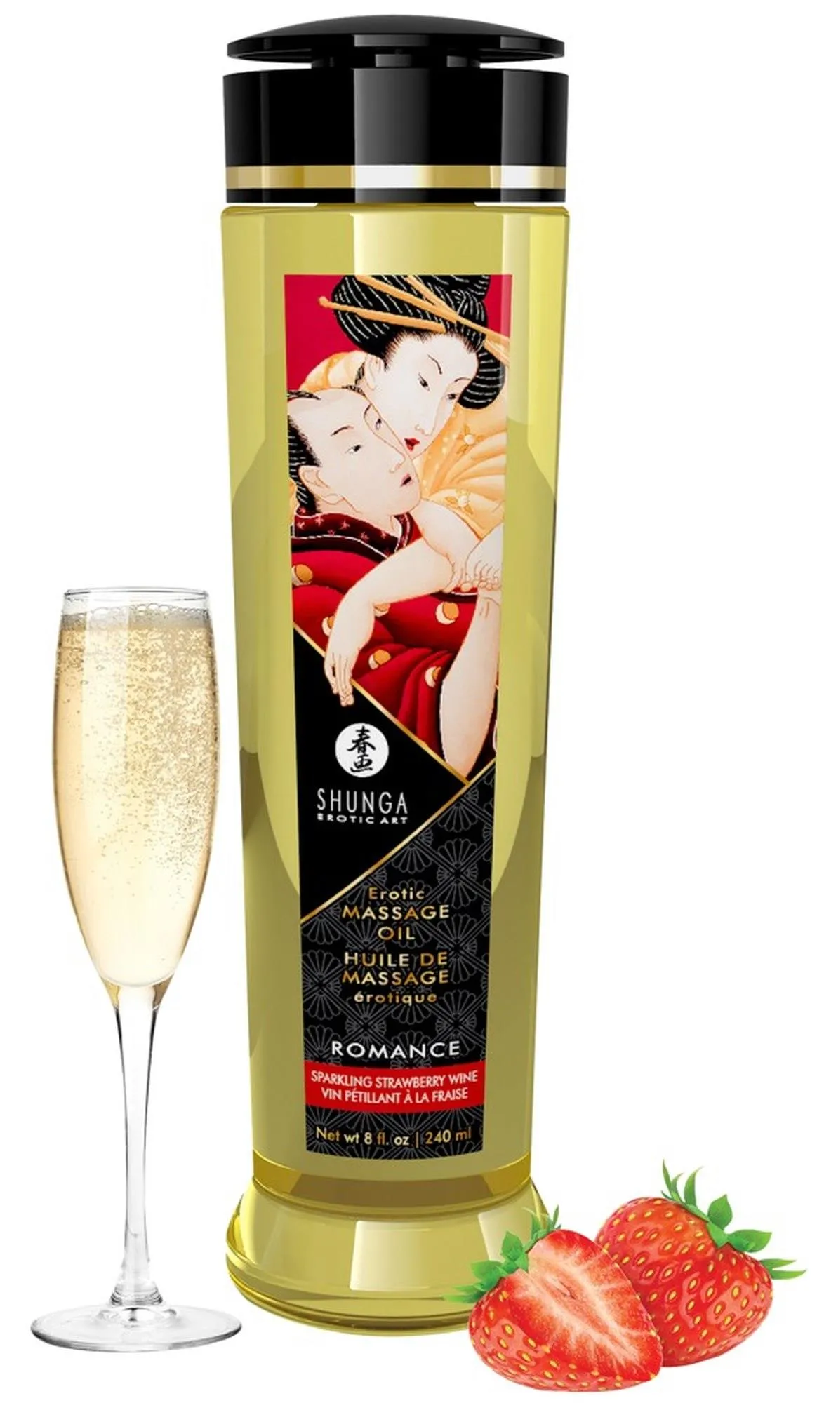 Массажное масло Shunga Erotic Massage Oil клубника с шампанским, 240 мл