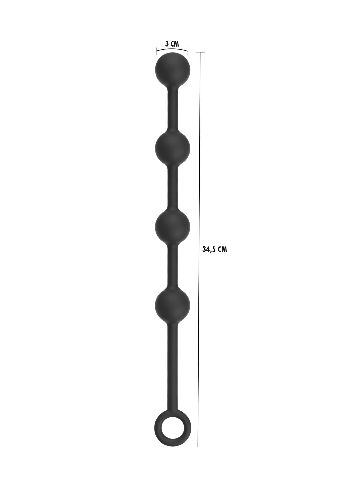 Hidden Desire Heavy Anal Balls - Łańcuszek analny, Czarny, 34.5 cm