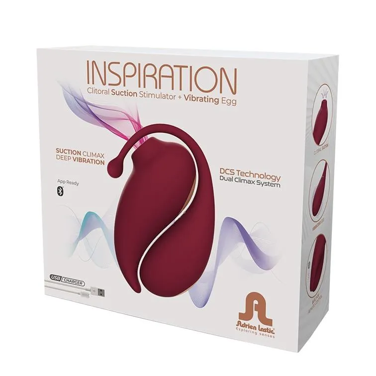 Adrien Lastic Inspiration Stimulator + Vibrating Egg - Wibrujące jajko, Bordоwy, 18 cm