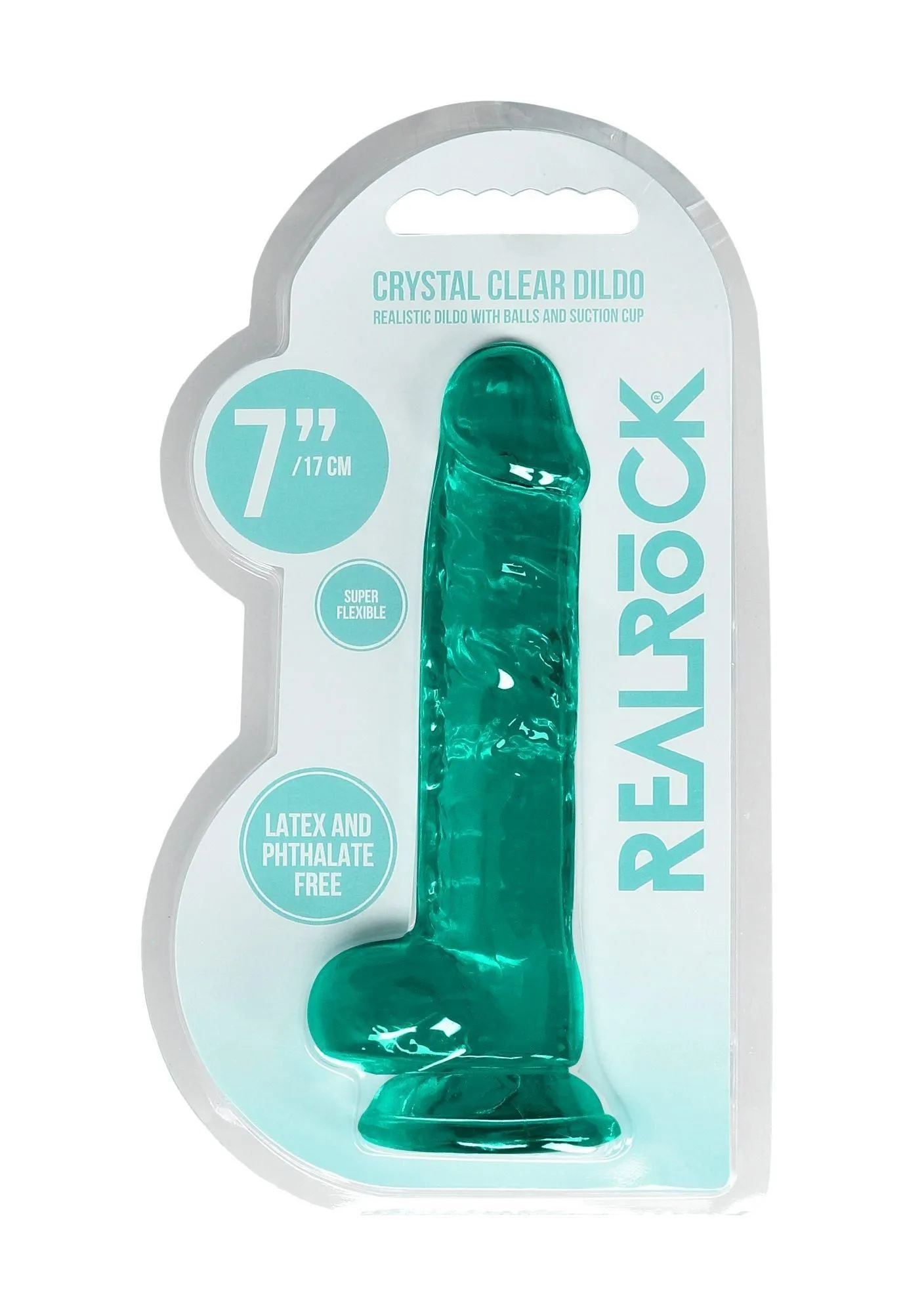 RealRock Realistic With Balls 7" - Dildo, Zielony, 19 cm