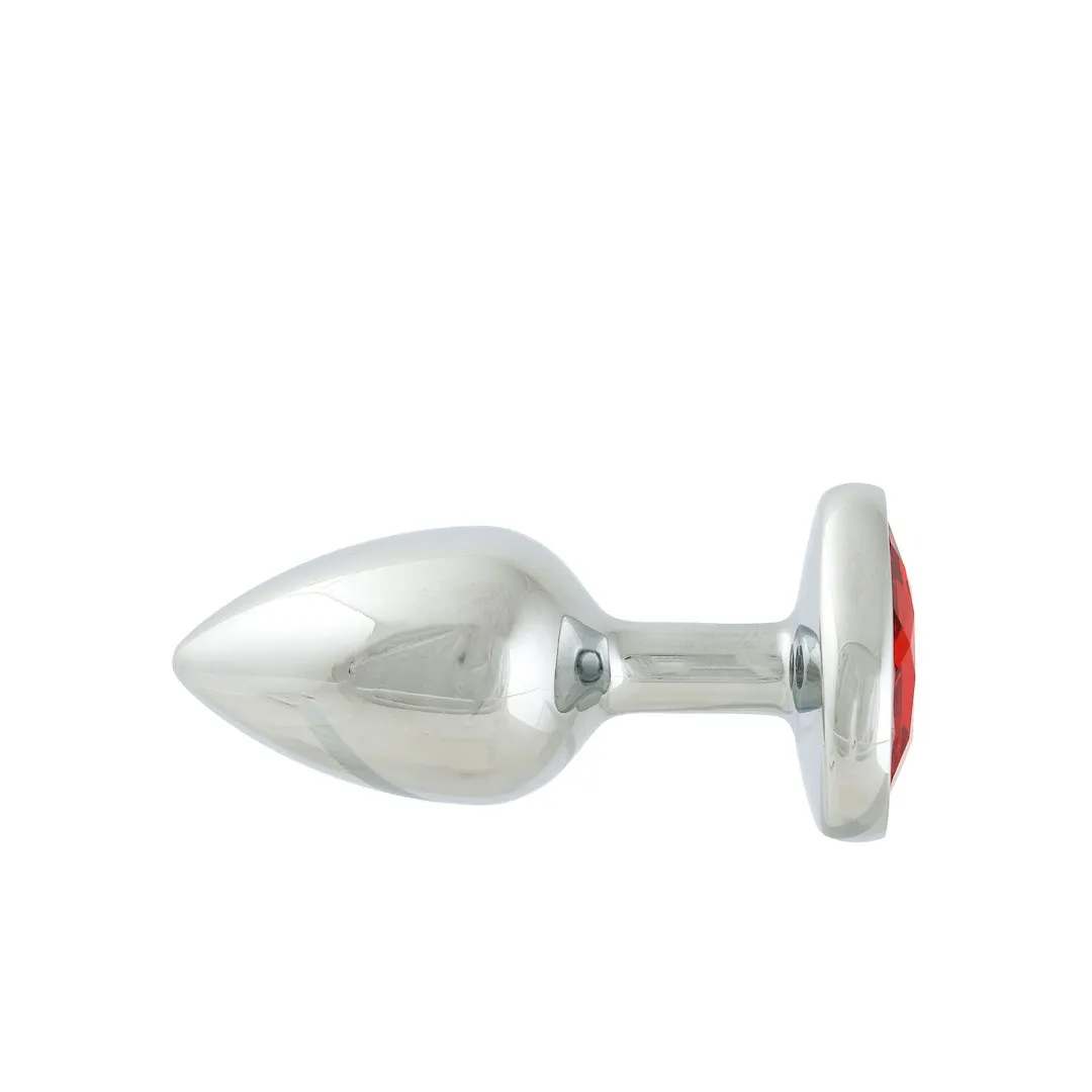 Simply Pleasure S - Korek analny z kryształkiem, Czerwony, 7 cm, S