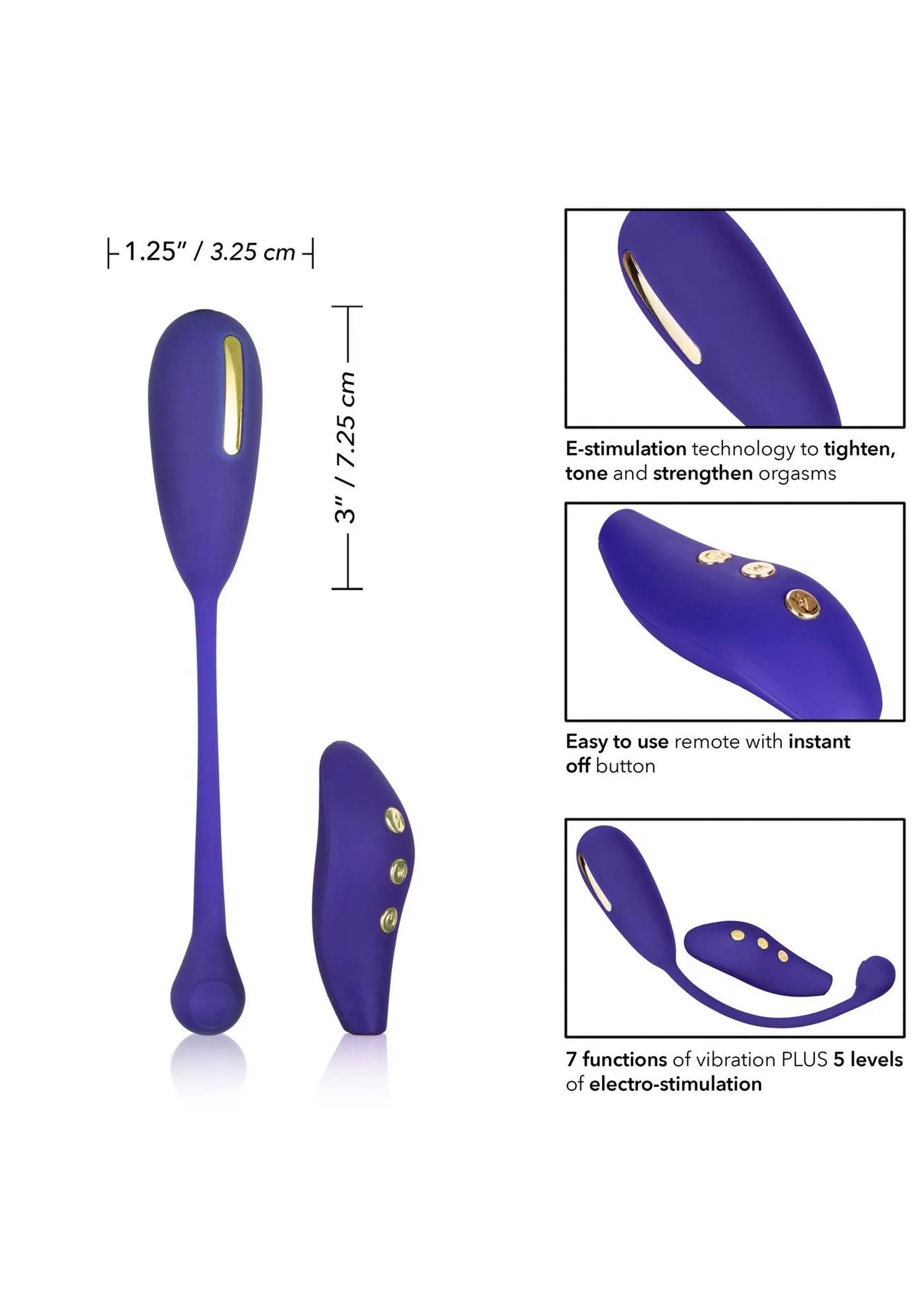 Виброяйцо Calexotics Estim Remote Kegel, 7.5 см (синий)