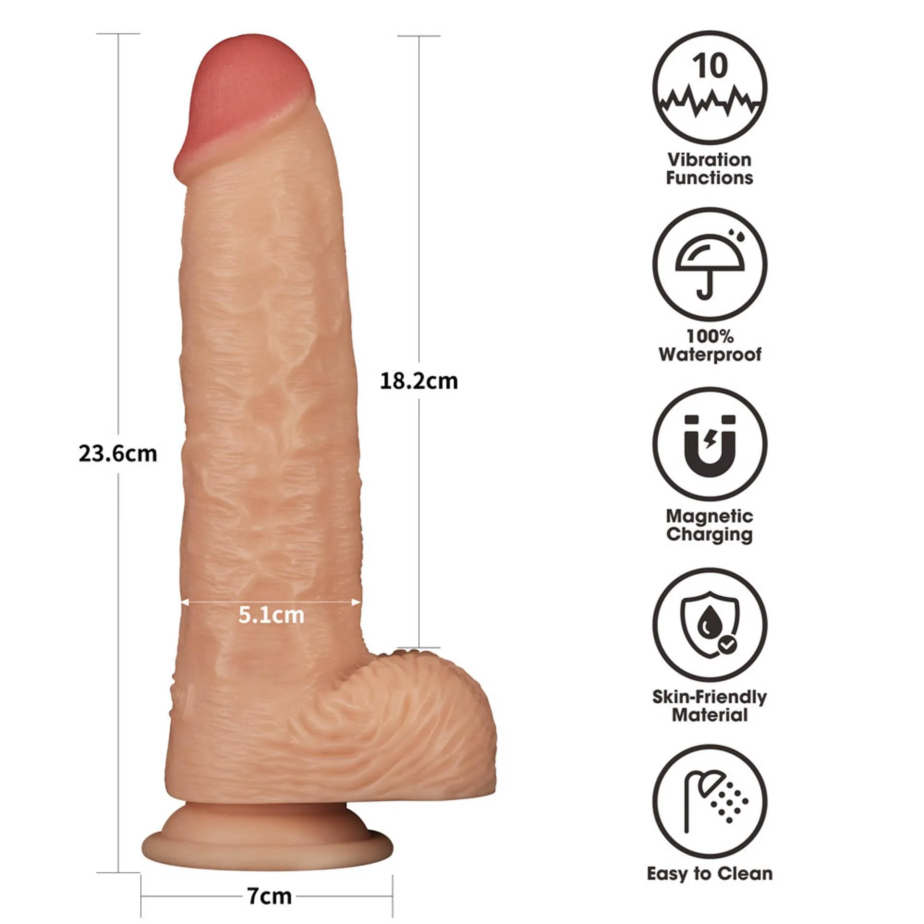 Lovetoy Power Basics Cock 9.5'' - Wibrator, W kolorze cielistym, 23.6 cm
