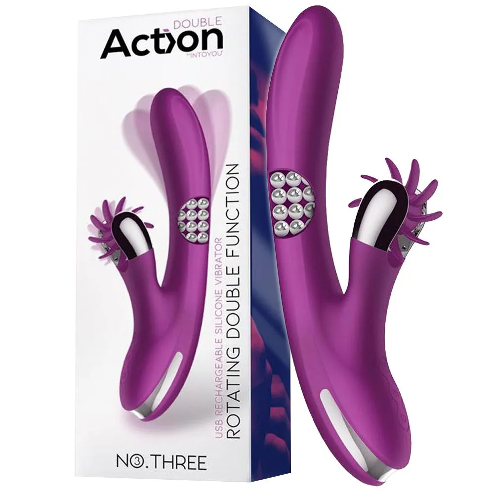 Вибратор-кролик Action No.Three Rotating Double Function 2.0, 24 см (фиолетовый)