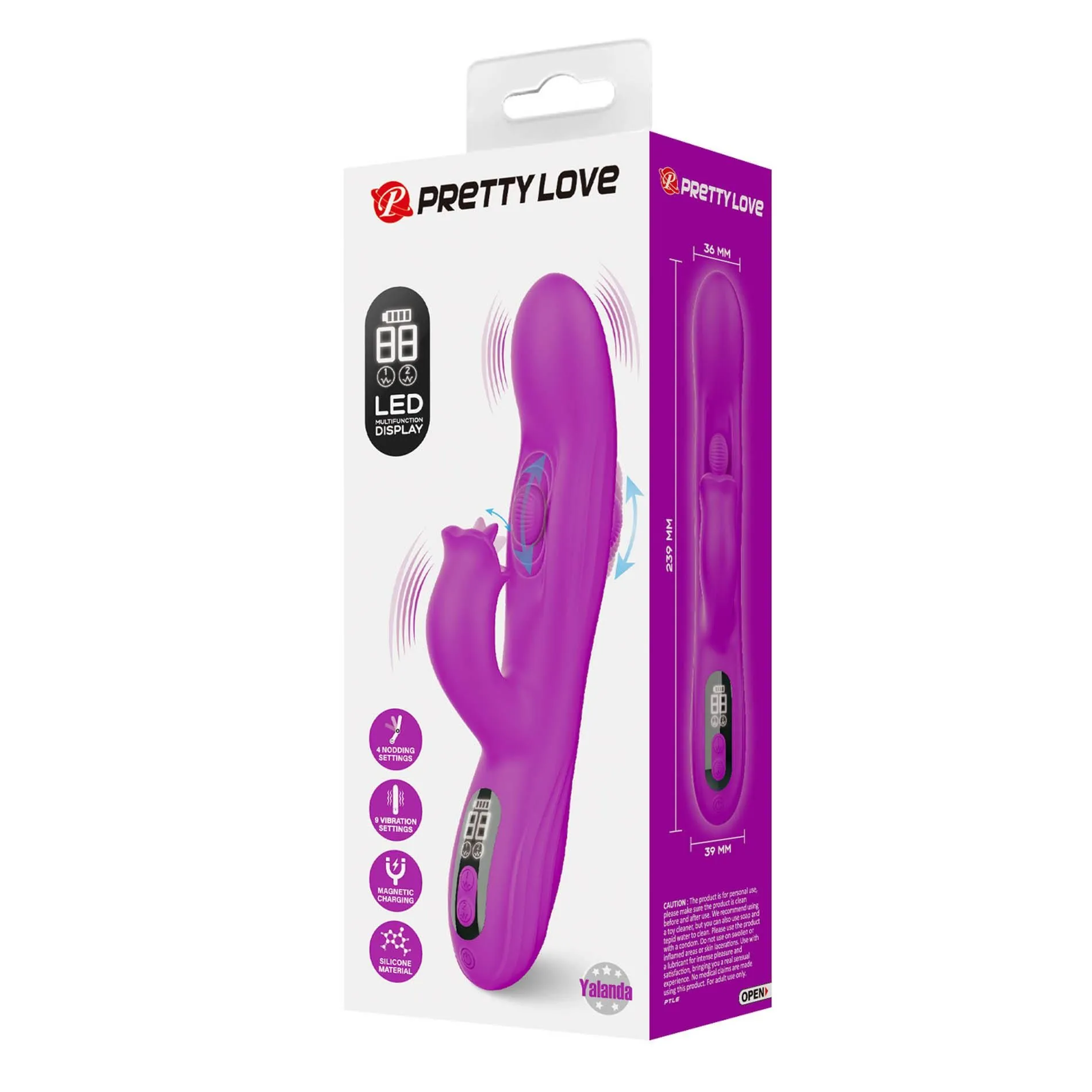 Вибратор-кролик Pretty Love Yalanda Purple, 23.9 см (фиолетовый)