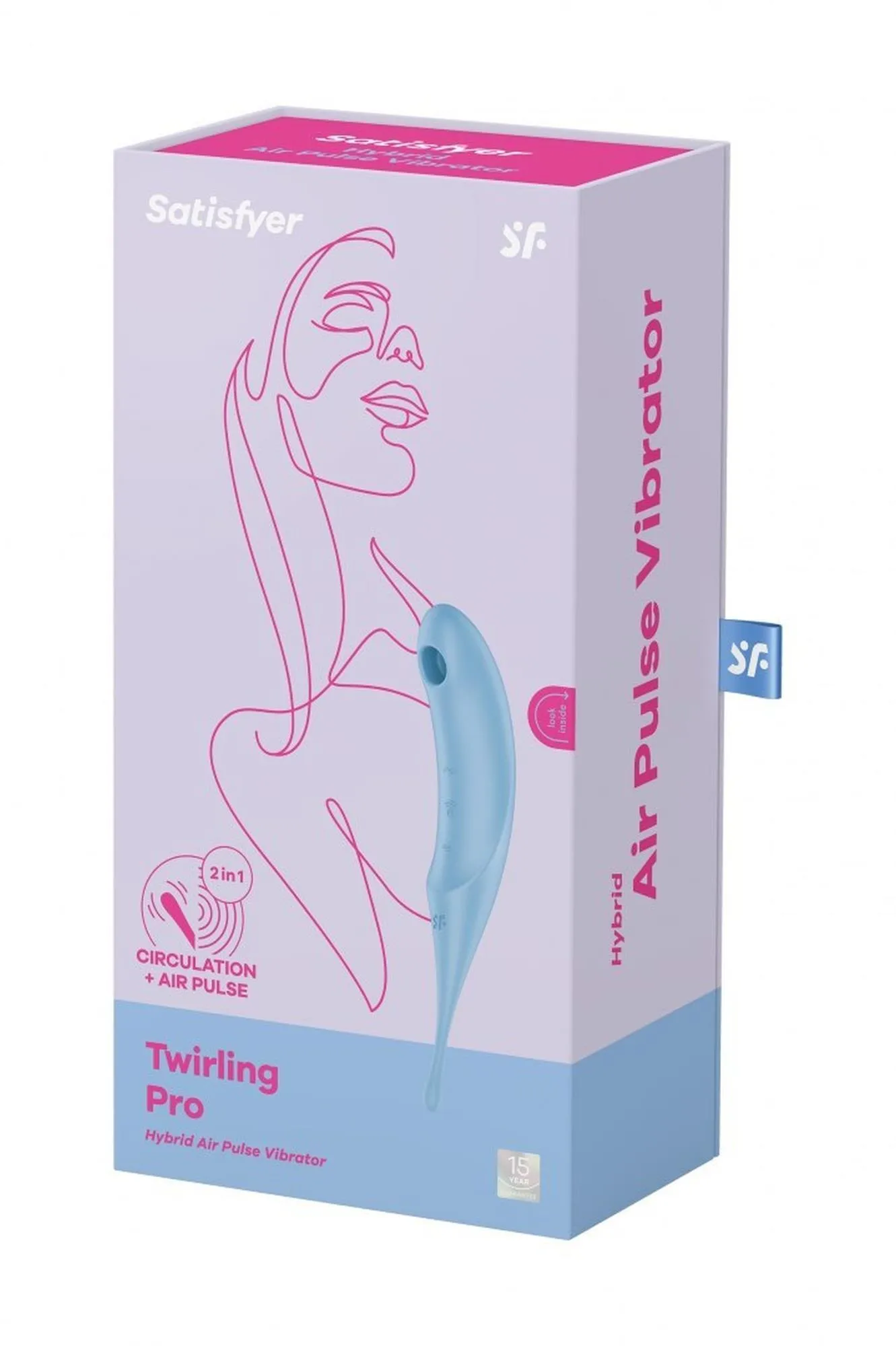 Satisfyer Twirling Pro - Bezdotykowy stymulator łechtaczki z wibracjami, Niebieski, 20 cm